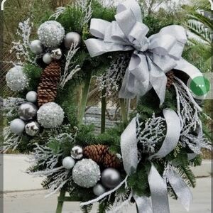Silver and Green Holiday Wreath